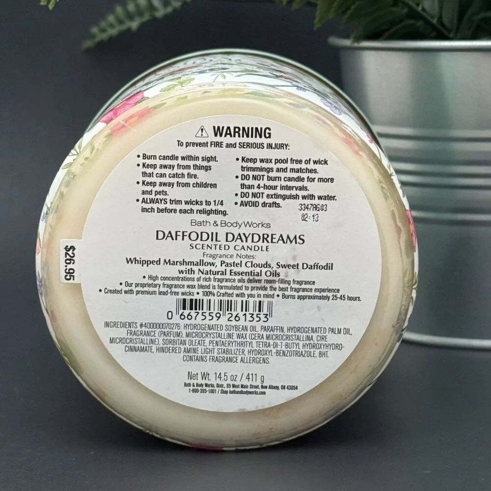 BBW Daffodil Daydreams Bath & Body Works 3 Wick Candle - Picture 9 of 10